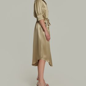 Olive Silk Shirt Dress