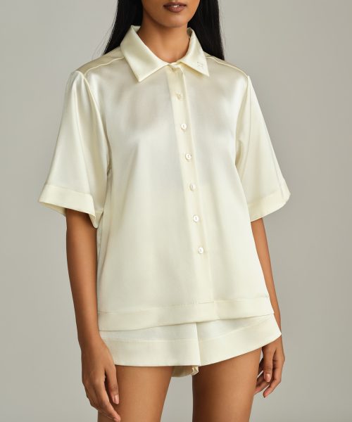 Cream Silk Bowling Shirt