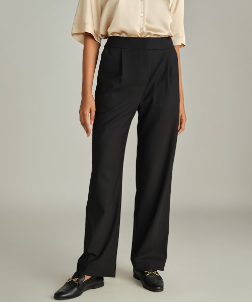 Black Suiting Pleated Trousers